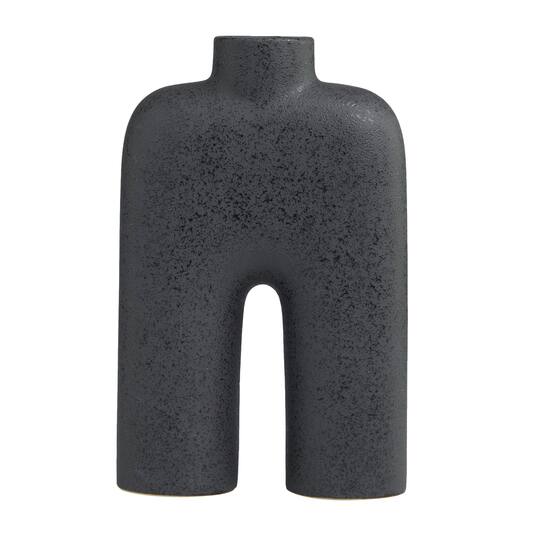 13" Black Ceramic Arched Abstract Vase